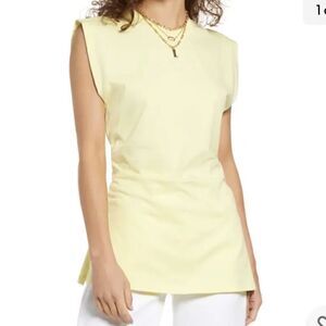 Open Edit Side Ruched Sleeveless Tunic Organic Cotton Size L NWOT